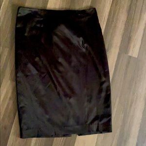A-line Pencil black satin skirt